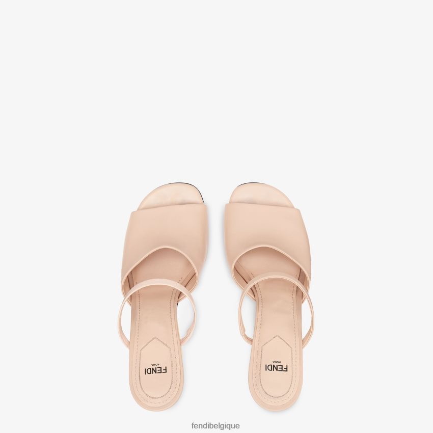 chaussures Fendi sandales à talons en cuir rose femmes 8X8J2J1279 Fendi Sac