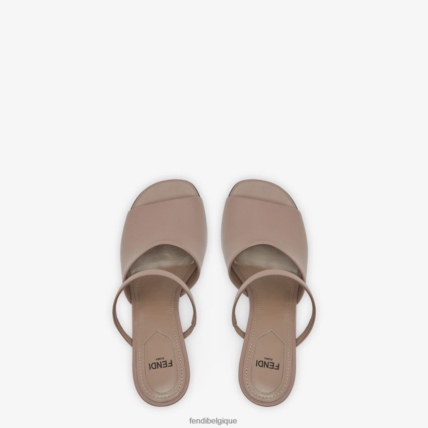 chaussures Fendi sandales à talons en cuir tourterelle beige femmes 8X8J2J1320 Fendi Lunette De Soleil