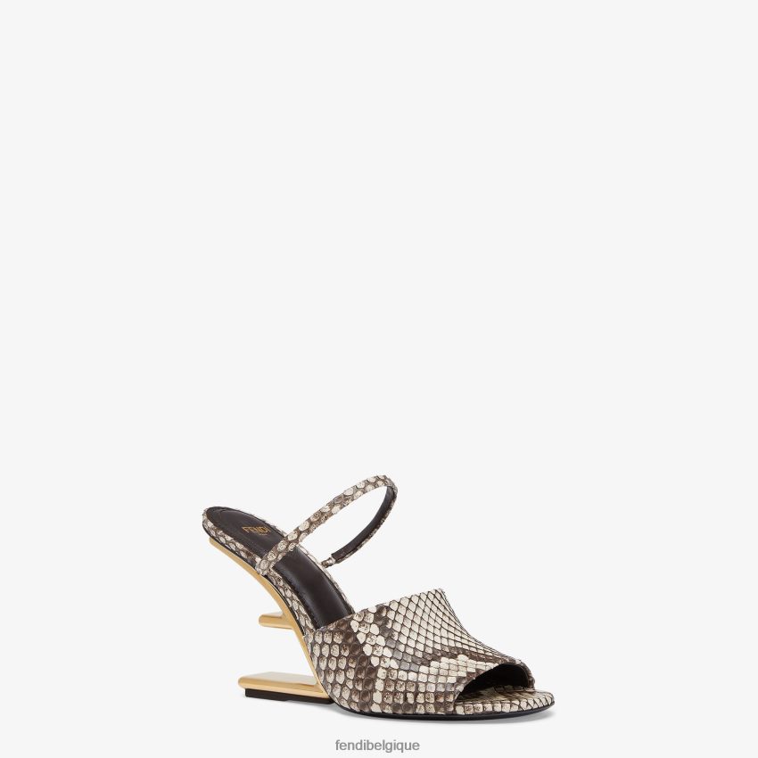 chaussures Fendi sandales à talons en python brun femmes 8X8J2J1372 Fendi Sac