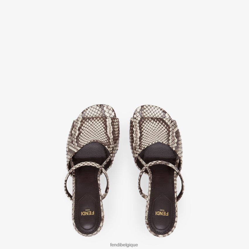 chaussures Fendi sandales à talons en python brun femmes 8X8J2J1372 Fendi Sac