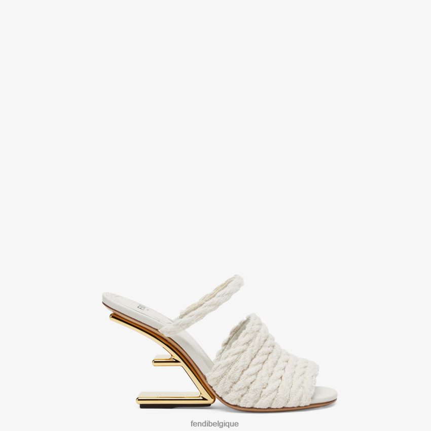 chaussures Fendi sandales à talons en tissu beige femmes 8X8J2J1309 Fendi Sac