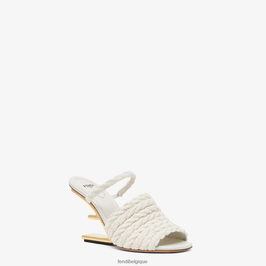 chaussures Fendi sandales à talons en tissu beige femmes 8X8J2J1309 Fendi Sac
