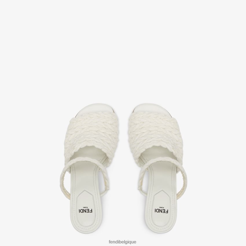 chaussures Fendi sandales à talons en tissu beige femmes 8X8J2J1309 Fendi Sac