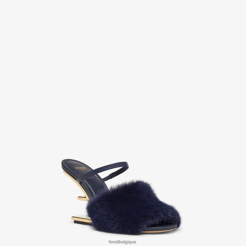 chaussures Fendi sandales à talons en vison bleu femmes 8X8J2J1376 Fendi Belgique