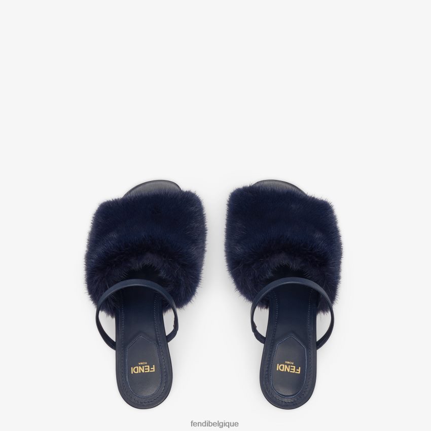 chaussures Fendi sandales à talons en vison bleu femmes 8X8J2J1376 Fendi Belgique