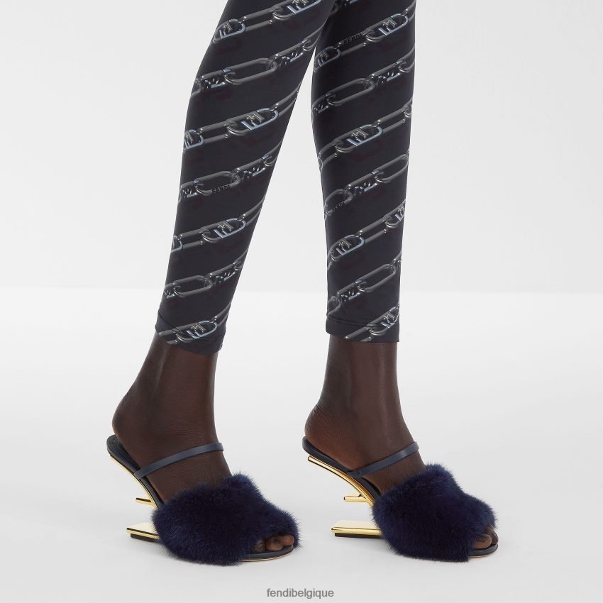 chaussures Fendi sandales à talons en vison bleu femmes 8X8J2J1376 Fendi Belgique