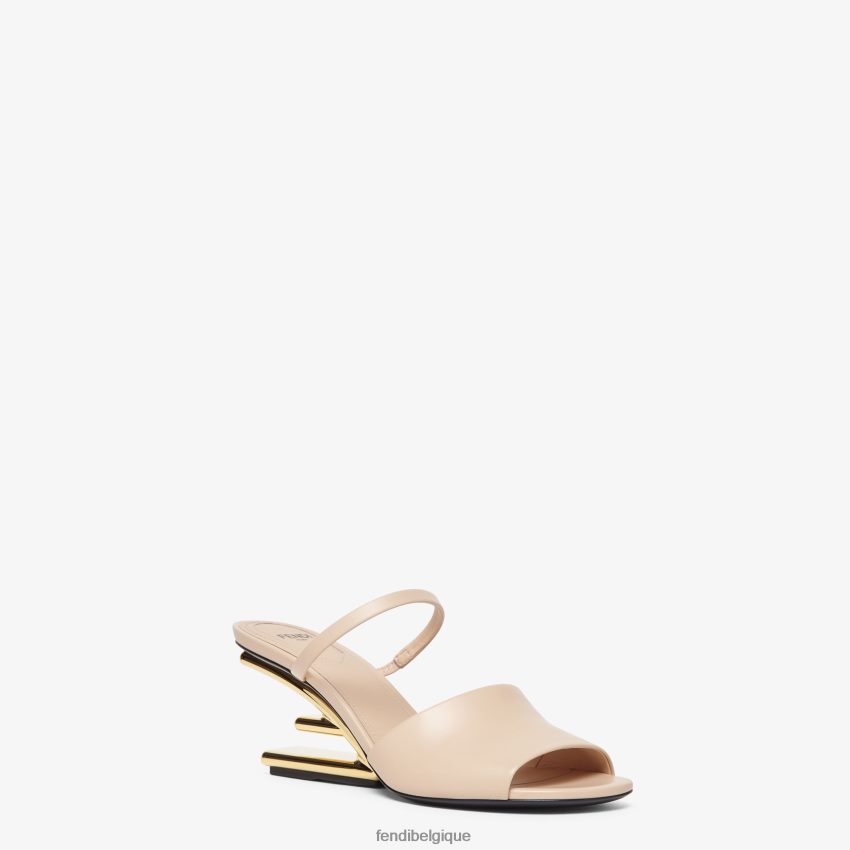 chaussures Fendi sandales à talons moyens en cuir beige femmes 8X8J2J1371 Fendi Lunette De Soleil