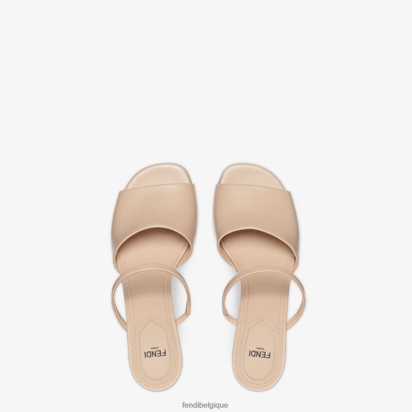 chaussures Fendi sandales à talons moyens en cuir beige femmes 8X8J2J1371 Fendi Lunette De Soleil