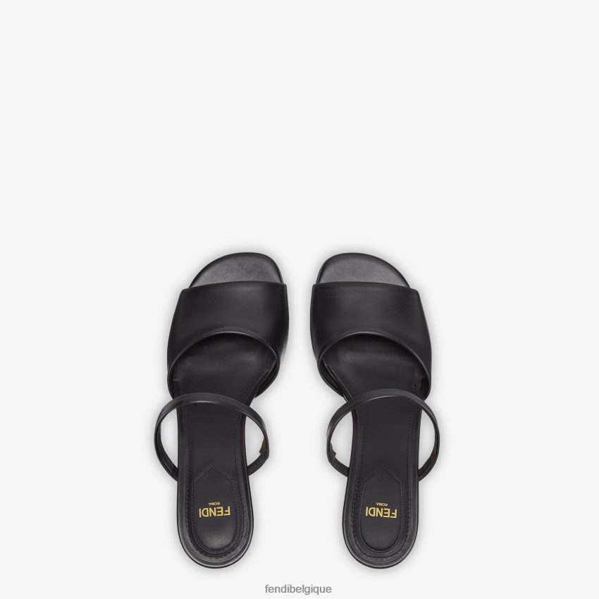 chaussures Fendi sandales à talons moyens en cuir noir femmes 8X8J2J1370 Fendi Belgique