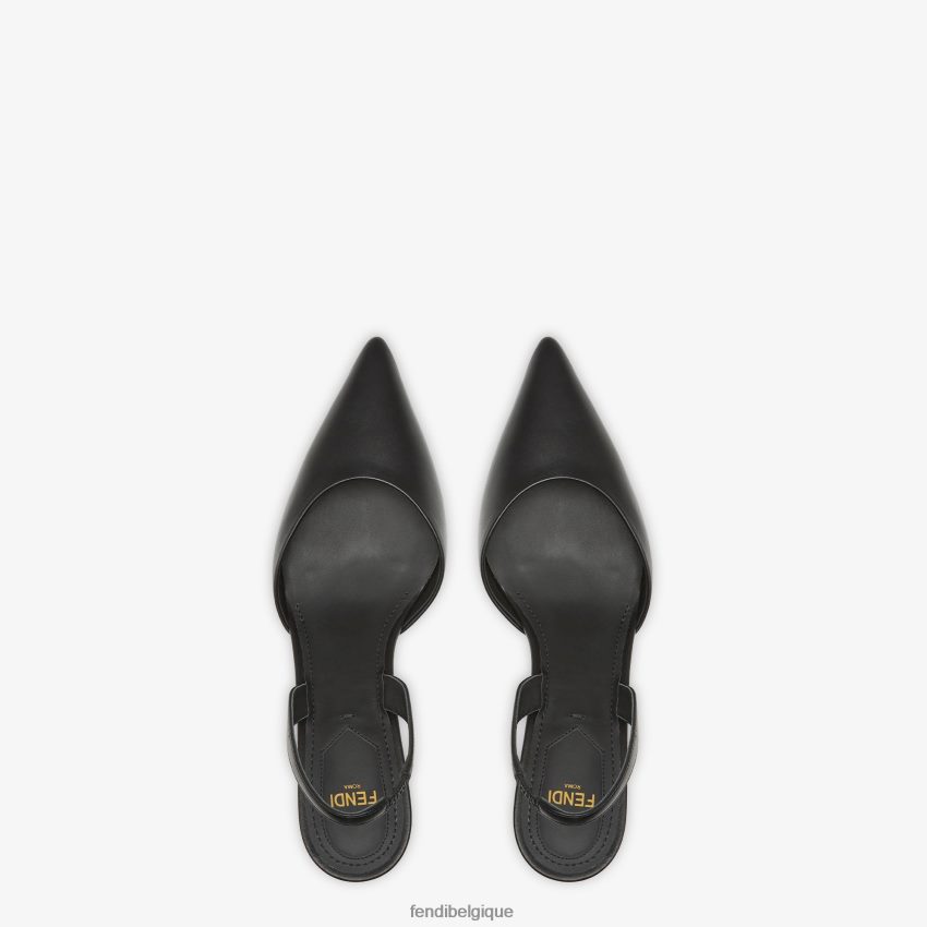 chaussures Fendi cuir, slingbacks à talon moyen noir femmes 8X8J2J1340 Fendi Belgique