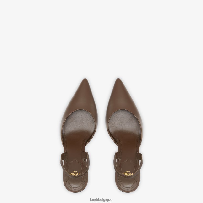 chaussures Fendi escarpins en cuir à talons hauts brun femmes 8X8J2J1365 Fendi Lunette De Soleil