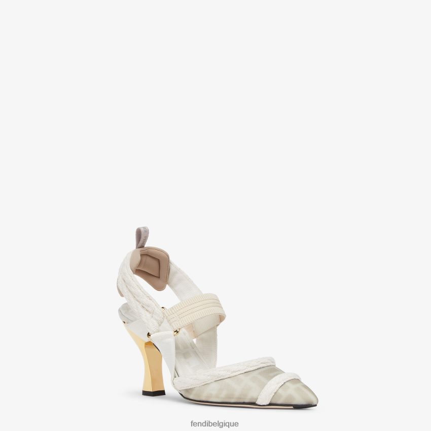 chaussures Fendi escarpins en résille à talon moyen blanc femmes 8X8J2J1313 Fendi Belgique