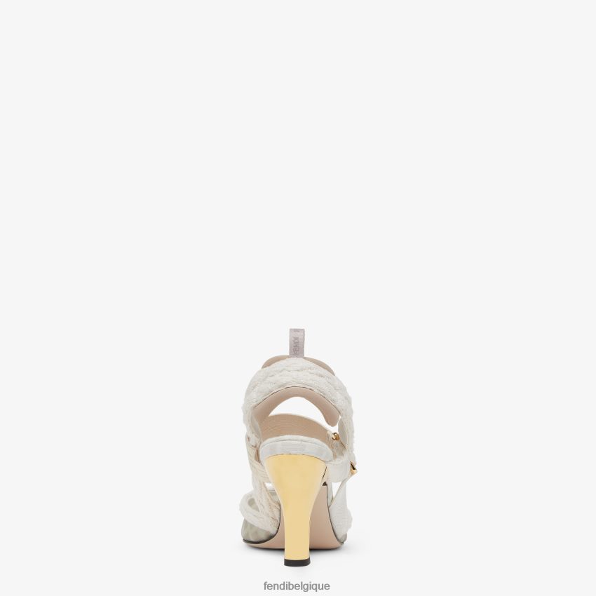 chaussures Fendi escarpins en résille à talon moyen blanc femmes 8X8J2J1313 Fendi Belgique