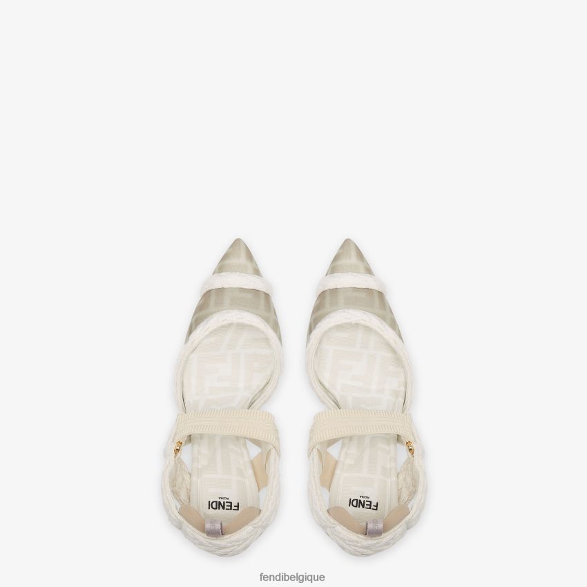 chaussures Fendi escarpins en résille à talon moyen blanc femmes 8X8J2J1313 Fendi Belgique