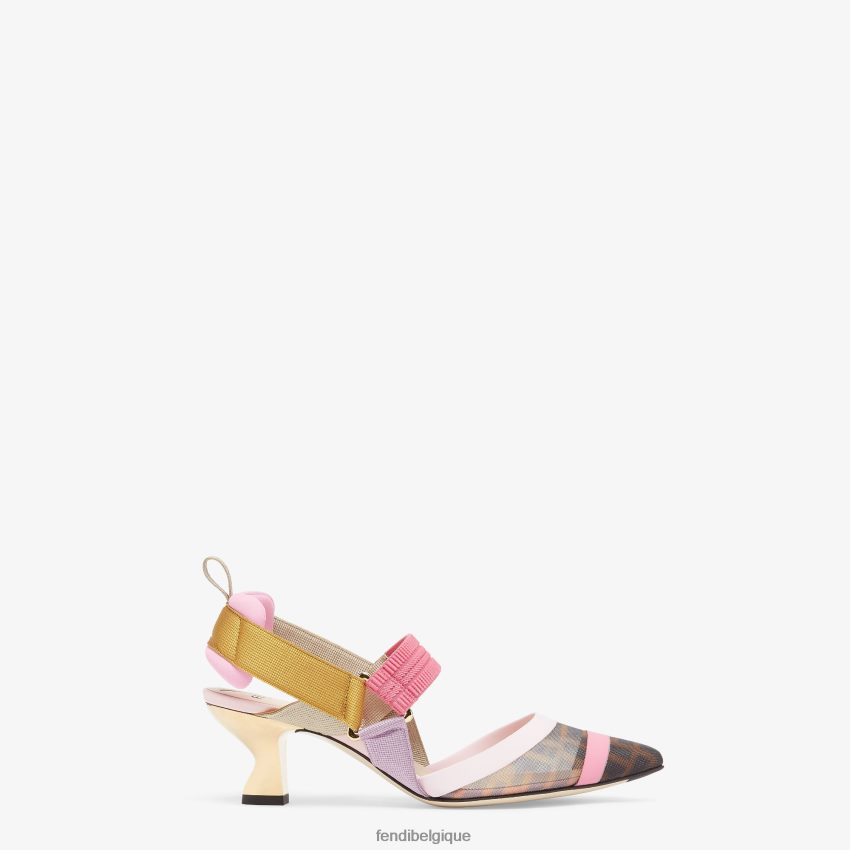 chaussures Fendi escarpins en résille à talon moyen brun femmes 8X8J2J1390 Fendi Sac