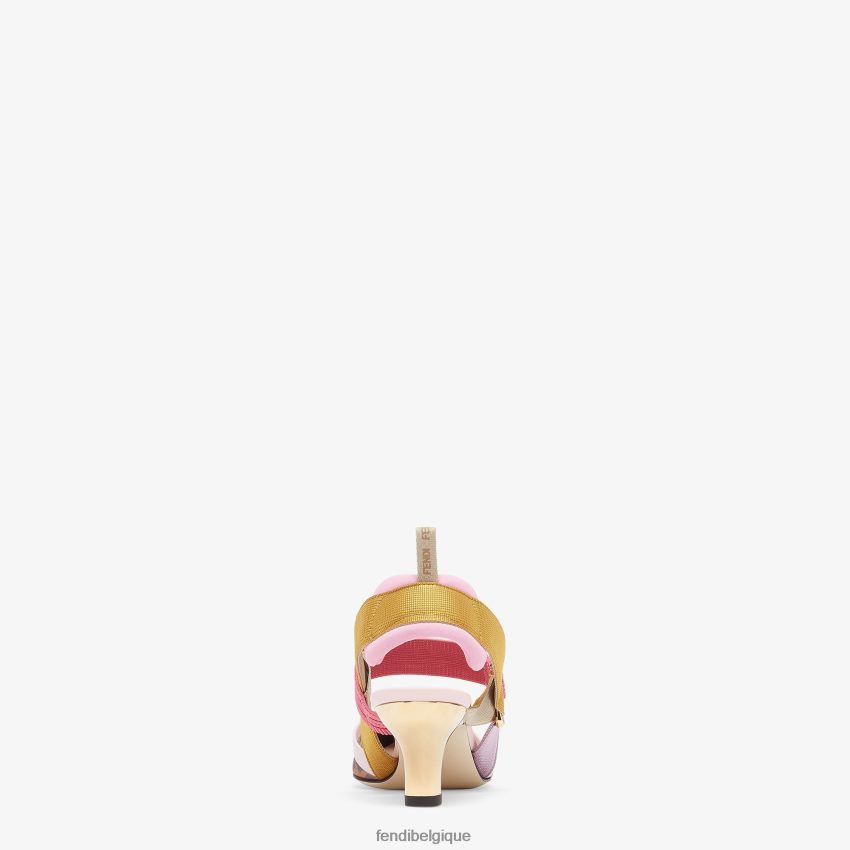 chaussures Fendi escarpins en résille à talon moyen brun femmes 8X8J2J1390 Fendi Sac