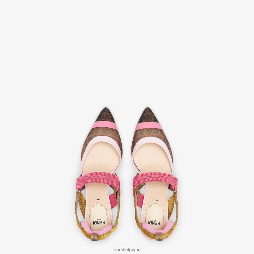 chaussures Fendi escarpins en résille à talon moyen brun femmes 8X8J2J1390 Fendi Sac