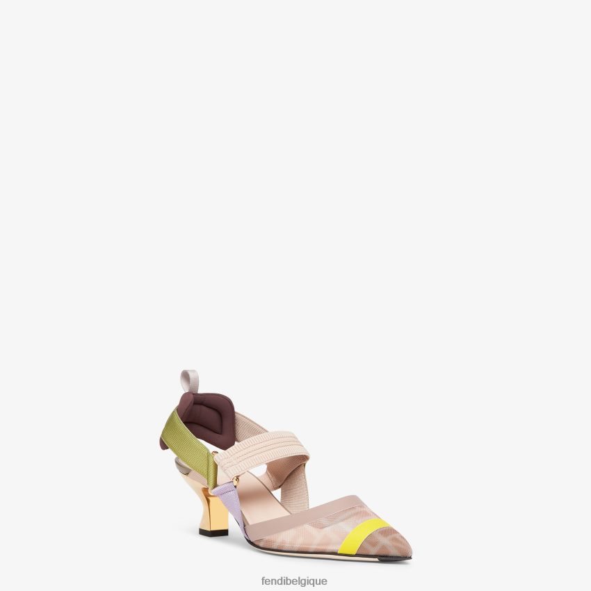 chaussures Fendi escarpins en résille à talon moyen rose femmes 8X8J2J1382 Fendi Belgique