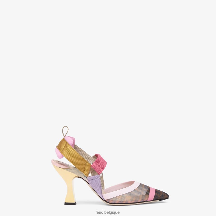 chaussures Fendi escarpins en résille à talons hauts brun femmes 8X8J2J1392 Fendi Lunette De Soleil