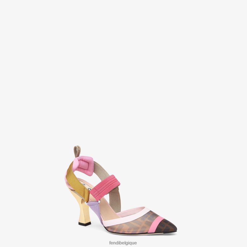 chaussures Fendi escarpins en résille à talons hauts brun femmes 8X8J2J1392 Fendi Lunette De Soleil