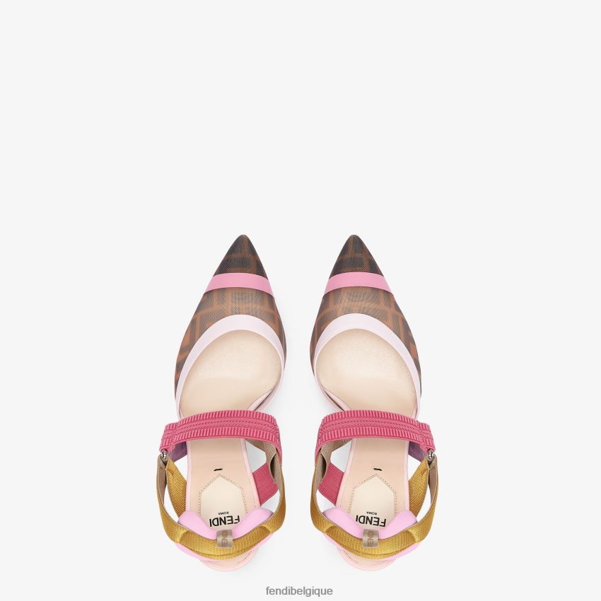 chaussures Fendi escarpins en résille à talons hauts brun femmes 8X8J2J1392 Fendi Lunette De Soleil