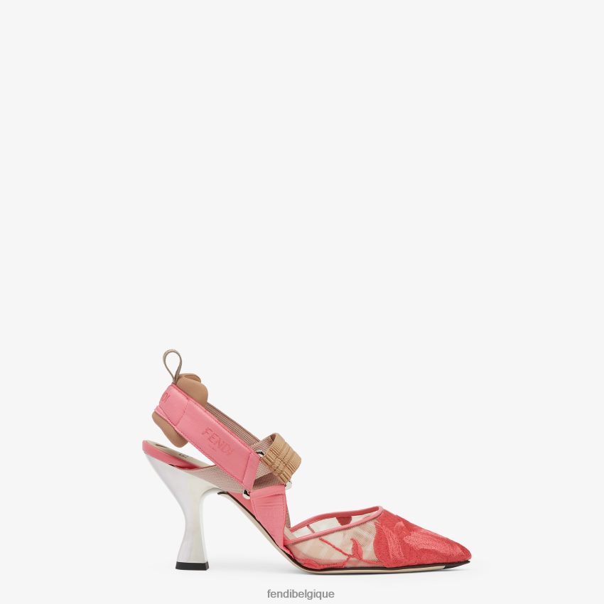 chaussures Fendi escarpins en résille à talons hauts rose femmes 8X8J2J1323 Fendi Lunette De Soleil