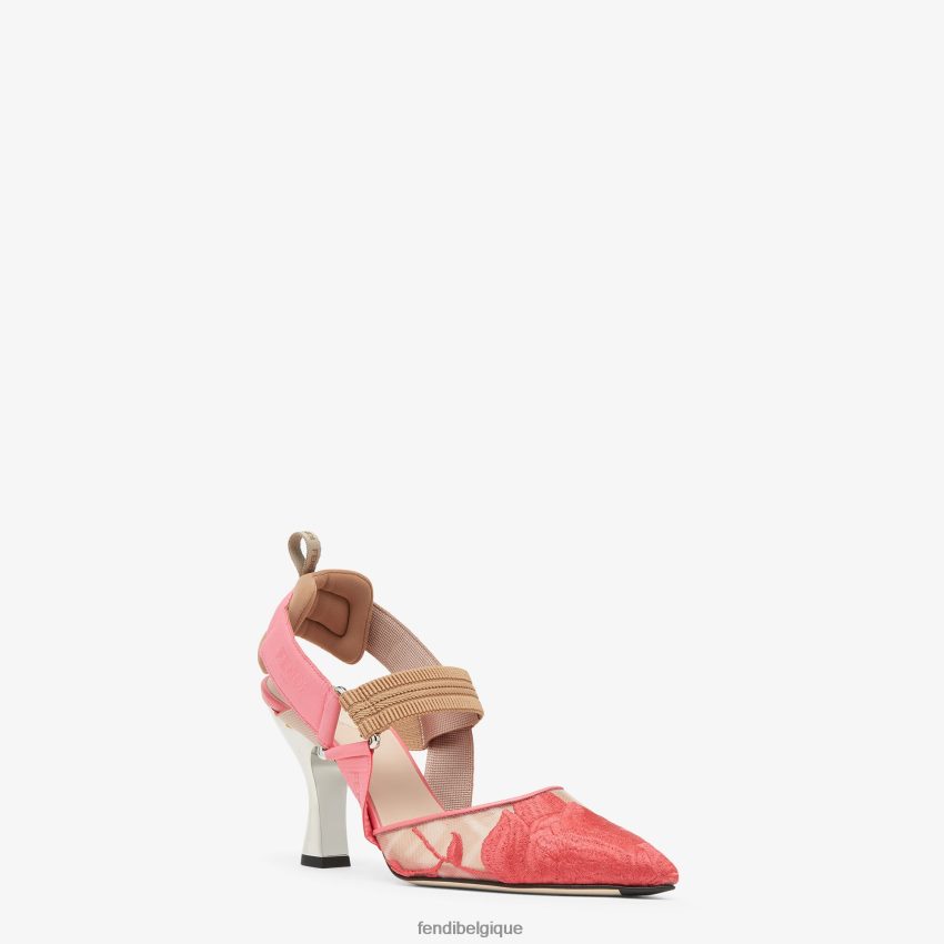 chaussures Fendi escarpins en résille à talons hauts rose femmes 8X8J2J1323 Fendi Lunette De Soleil