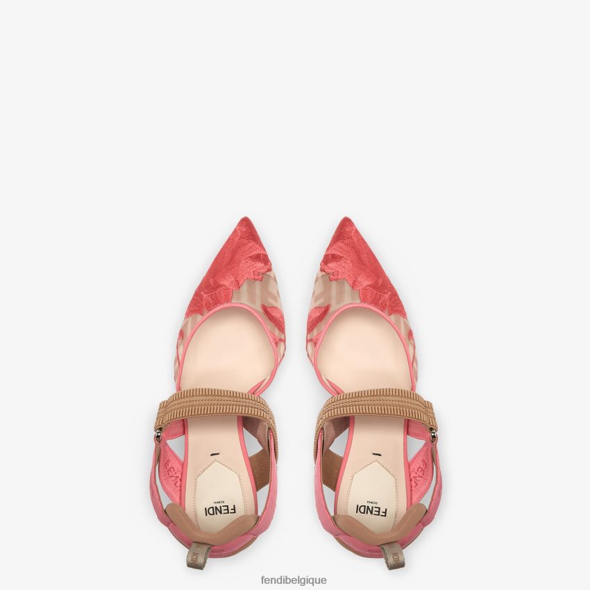 chaussures Fendi escarpins en résille à talons hauts rose femmes 8X8J2J1323 Fendi Lunette De Soleil