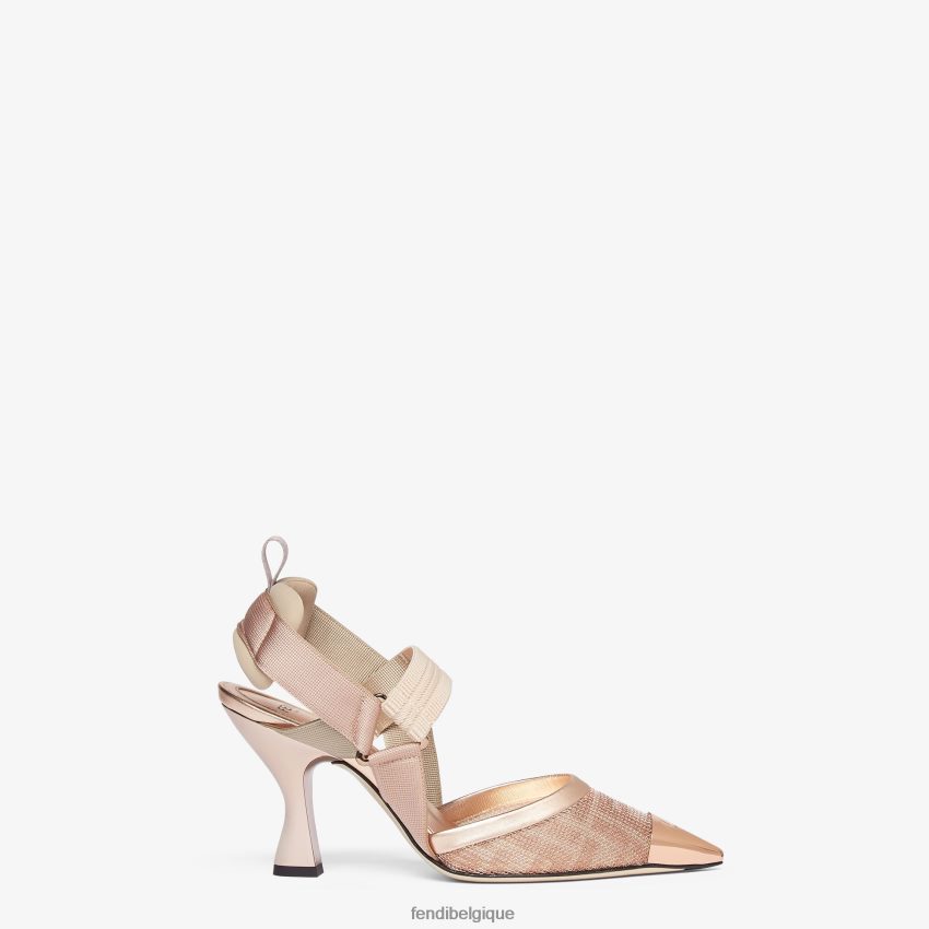 chaussures Fendi escarpins en résille à talons hauts rose femmes 8X8J2J1324 Fendi Sac