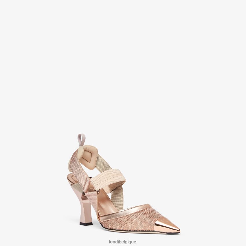 chaussures Fendi escarpins en résille à talons hauts rose femmes 8X8J2J1324 Fendi Sac