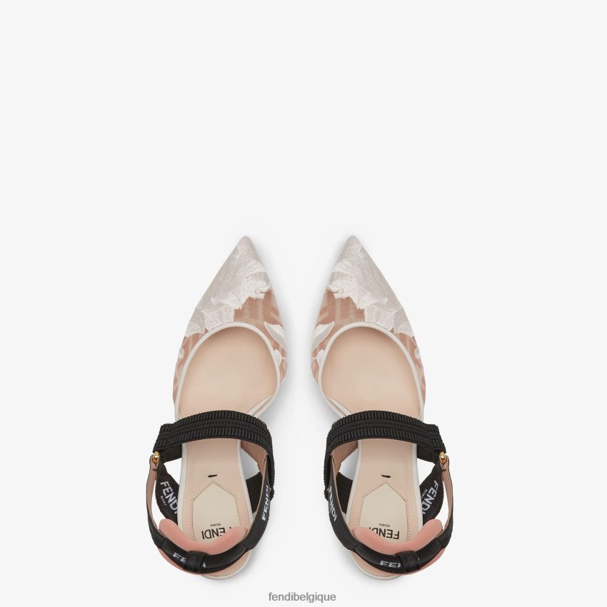 chaussures Fendi escarpins en résille à talons hauts rose femmes 8X8J2J1325 Fendi Belgique