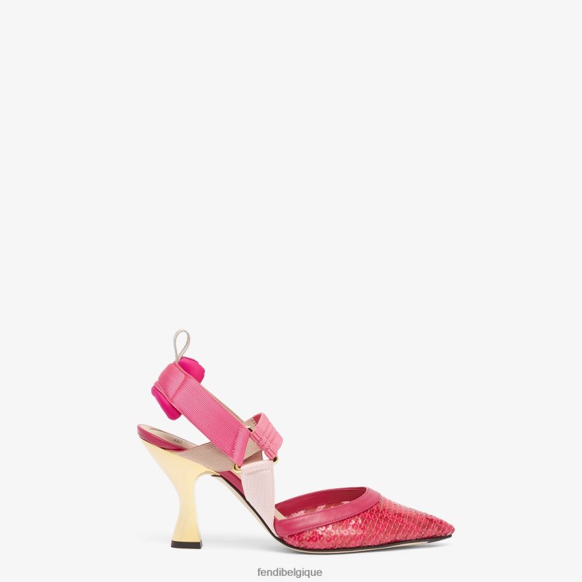 chaussures Fendi escarpins en résille à talons hauts rose femmes 8X8J2J1403 Fendi Belgique