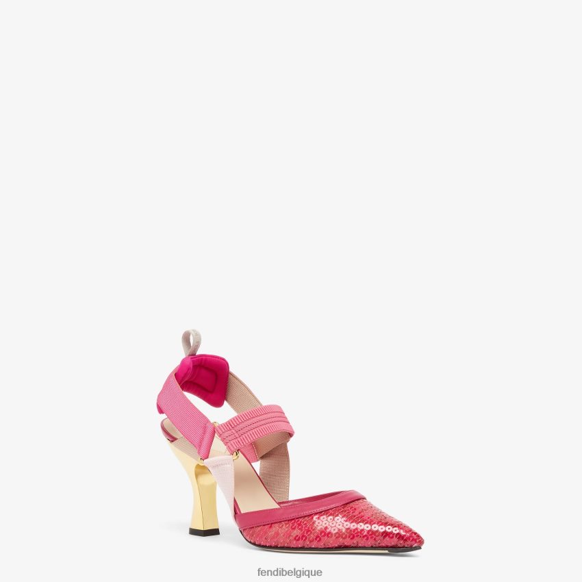 chaussures Fendi escarpins en résille à talons hauts rose femmes 8X8J2J1403 Fendi Belgique