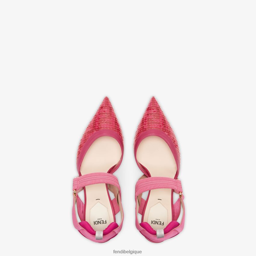 chaussures Fendi escarpins en résille à talons hauts rose femmes 8X8J2J1403 Fendi Belgique