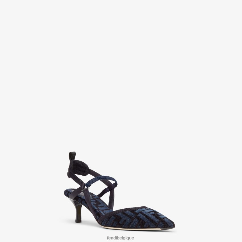 chaussures Fendi escarpins ff en chenille à talon moyen bleu femmes 8X8J2J1385 Fendi Belgique