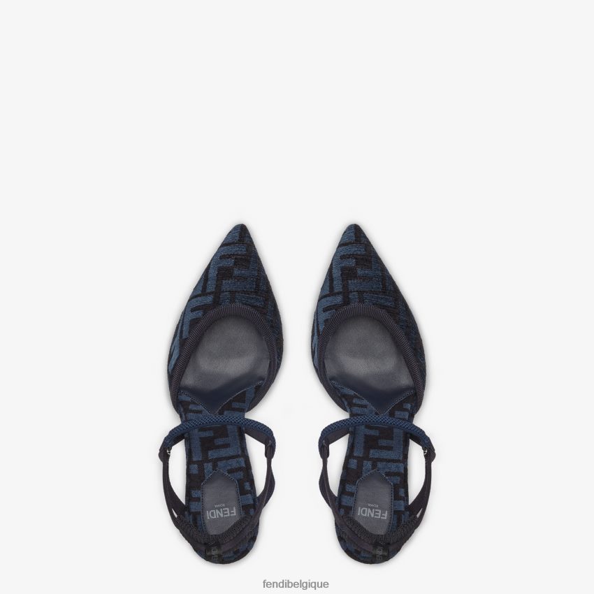 chaussures Fendi escarpins ff en chenille à talon moyen bleu femmes 8X8J2J1385 Fendi Belgique