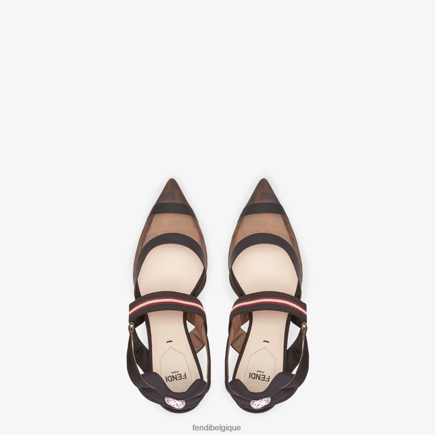 chaussures Fendi escarpins à talon moyen en mesh multitech brun femmes 8X8J2J1394 Fendi Belgique