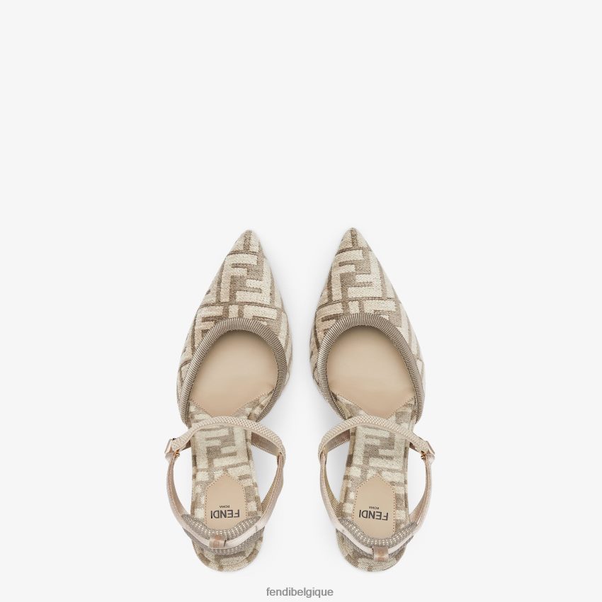 chaussures Fendi escarpins à talons hauts en chenille ff beige femmes 8X8J2J1386 Fendi Lunette De Soleil
