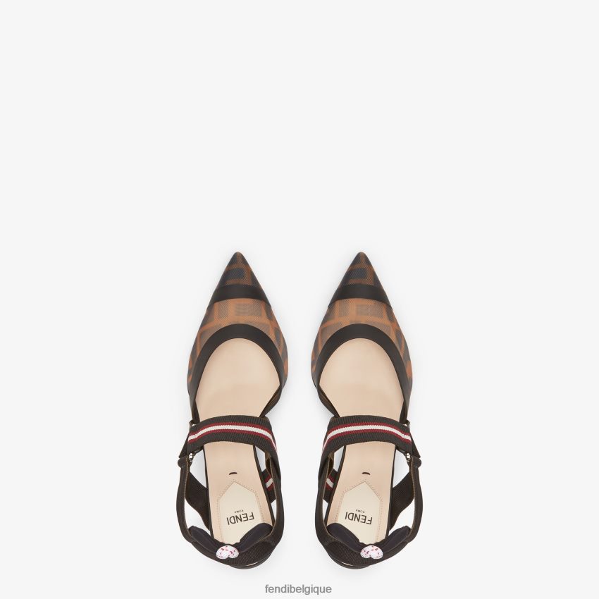 chaussures Fendi escarpins à talons hauts en résille multitech brun femmes 8X8J2J1384 Fendi Sac