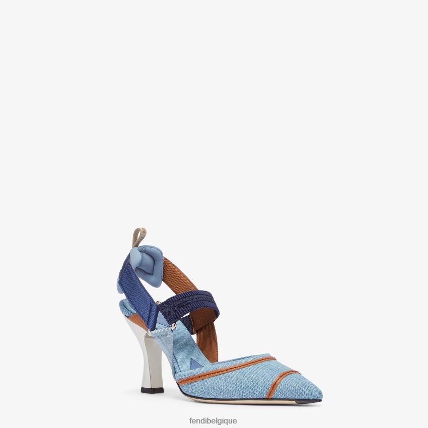 chaussures Fendi slingbacks à talons hauts avec broderie multicolore femmes 8X8J2J1312 Fendi Sac