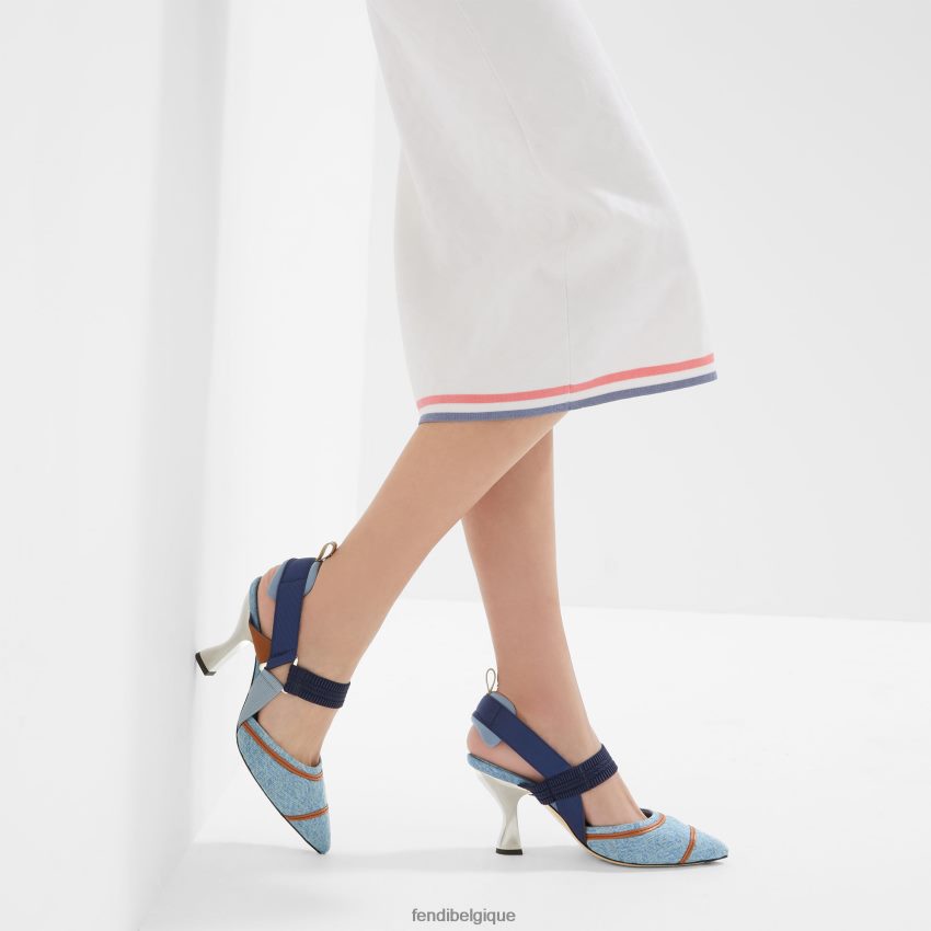 chaussures Fendi slingbacks à talons hauts avec broderie multicolore femmes 8X8J2J1312 Fendi Sac