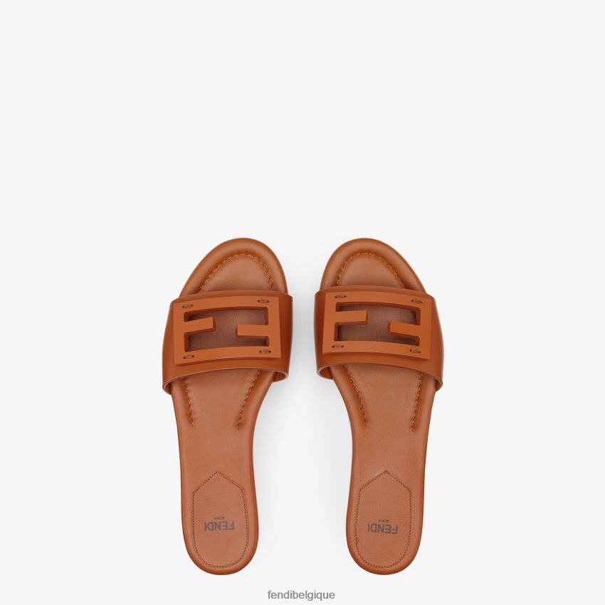 chaussures Fendi claquettes en cuir baguette brun femmes 8X8J2J1267 Fendi Sac