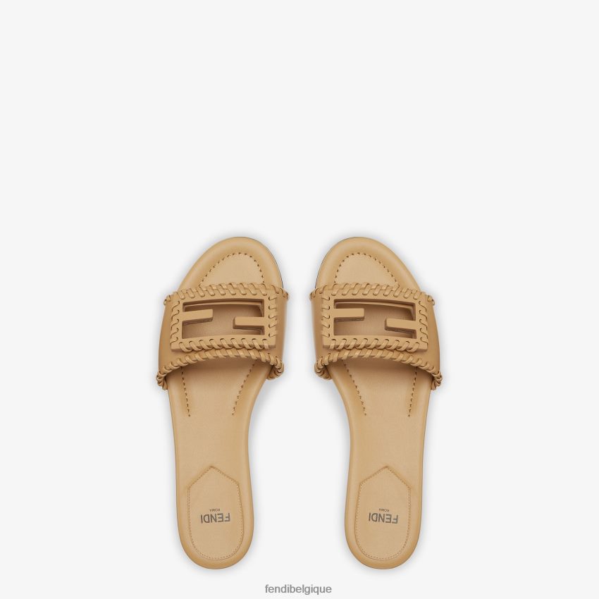 chaussures Fendi claquettes en cuir baguette noir femmes 8X8J2J1265 Fendi Belgique
