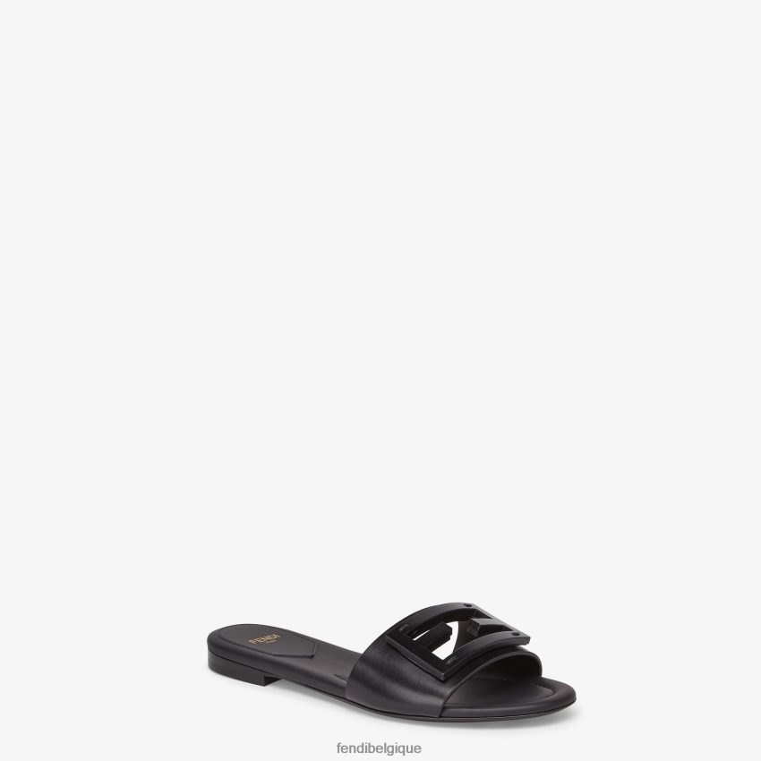 chaussures Fendi claquettes en cuir baguette noir femmes 8X8J2J1269 Fendi Lunette De Soleil