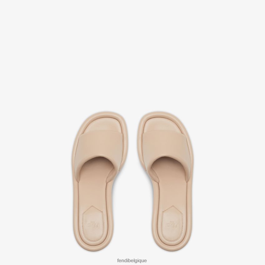 chaussures Fendi claquettes en cuir nappa beige femmes 8X8J2J1291 Fendi Sac