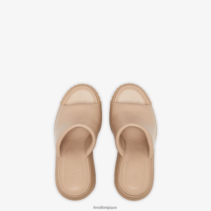 chaussures Fendi claquettes en cuir nappa beige femmes 8X8J2J1328 Fendi Belgique
