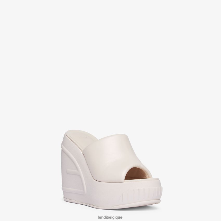 chaussures Fendi claquettes en cuir nappa beige femmes 8X8J2J1329 Fendi Lunette De Soleil