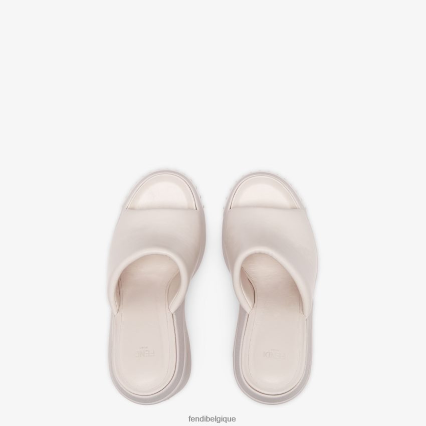 chaussures Fendi claquettes en cuir nappa beige femmes 8X8J2J1329 Fendi Lunette De Soleil