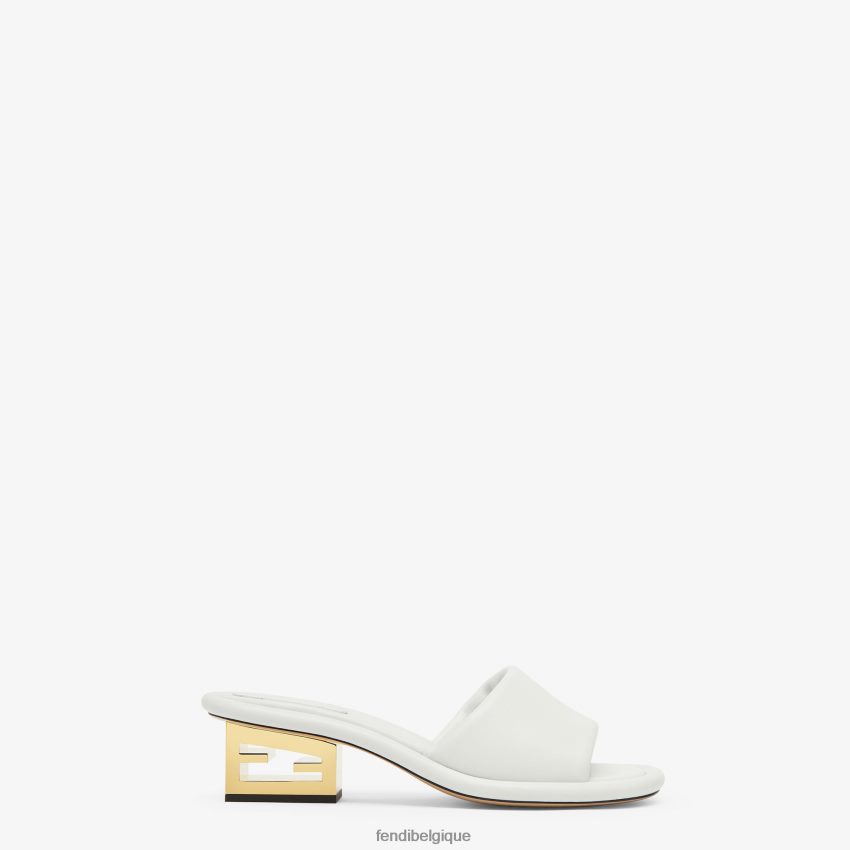 chaussures Fendi claquettes en cuir nappa blanc femmes 8X8J2J1292 Fendi Belgique