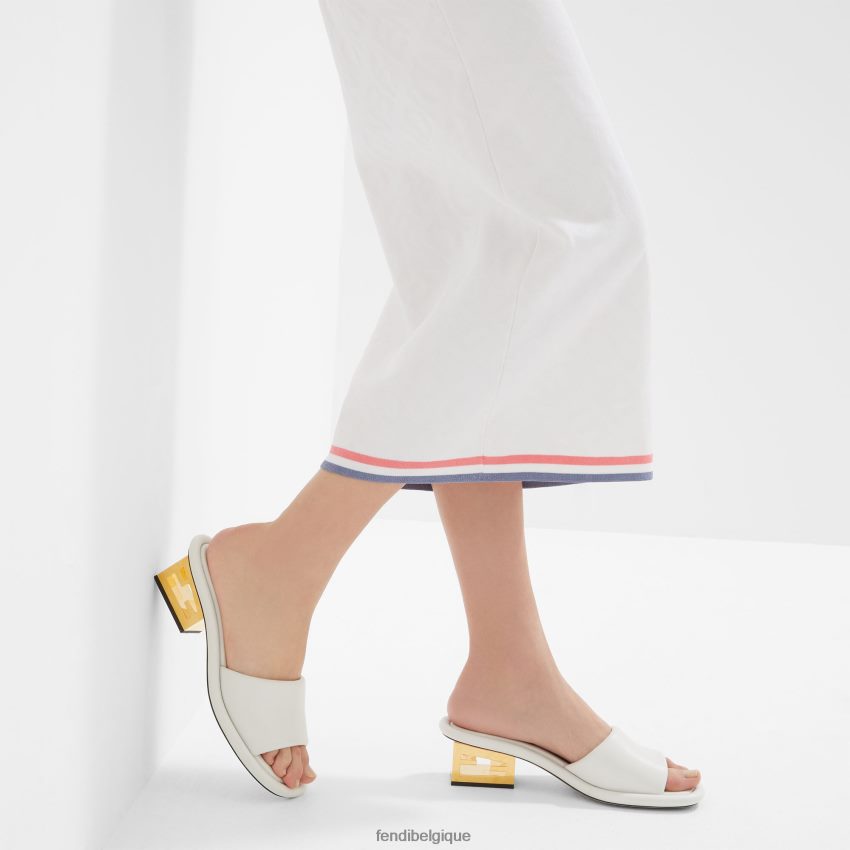 chaussures Fendi claquettes en cuir nappa blanc femmes 8X8J2J1292 Fendi Belgique